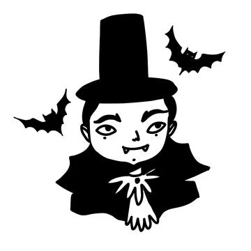 Cute vampire. Halloween vampire character portrait in cartoon doodle style. Stock Illustration
