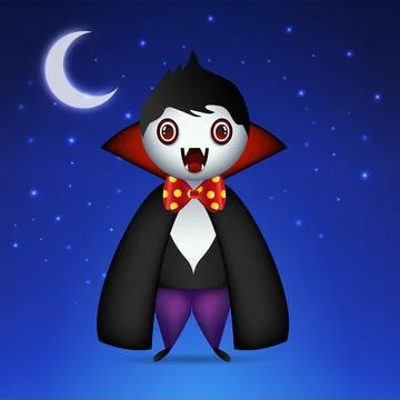 Cute Vampire vector illustration. Halloween cartoon costume Stock Illustration
