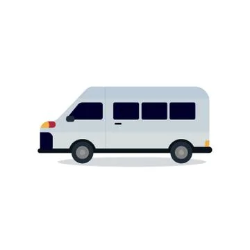 Cute van design with isolated white vector.Mini bus flat style. Stock Illustration