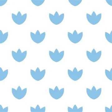 Cute vector abstract floral pattern in white and blue tones. Stock Illustration