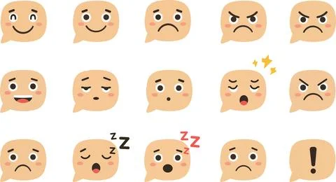 Cute Vector Art Chat Bubble Emoji Icons Stock Illustration