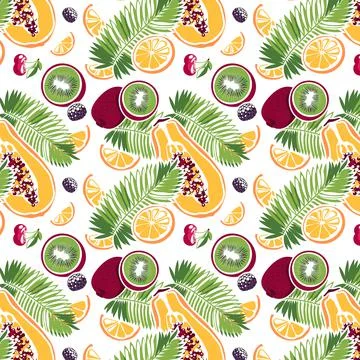Cute vector background. Bright illustration of summer fruits. 스톡 일러스트