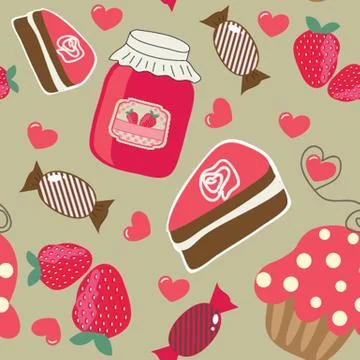 Cute vector background with small cupcake 스톡 일러스트