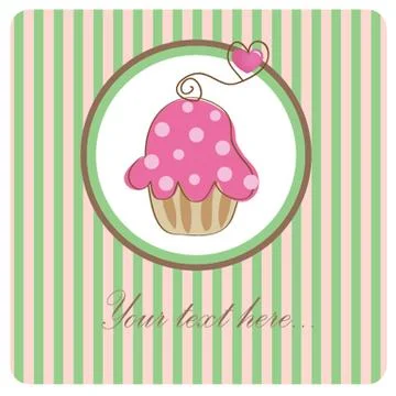 Cute vector background with small cupcake 스톡 일러스트