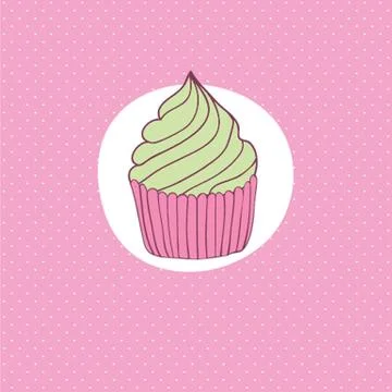 Cute vector background with small cupcake 스톡 일러스트