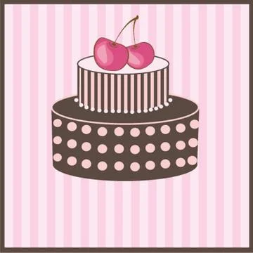 Cute vector background with small cupcake 스톡 일러스트
