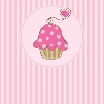 Cute vector background with small cupcake Stock Illustration