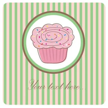 Cute vector background with small cupcake Stock Illustration