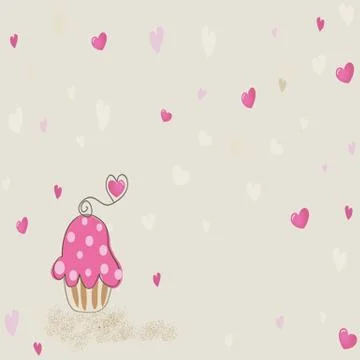 Cute vector background with small cupcake Stock-Illustration