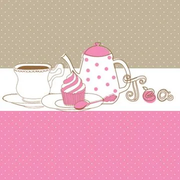 Cute vector background with small cupcake Stock Illustration