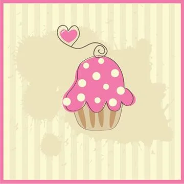 Cute vector background with small cupcake Illustrazione stock