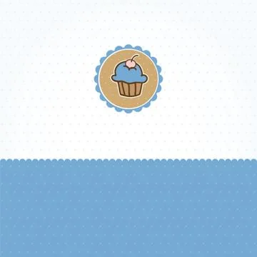 Cute vector background with small cupcake 스톡 일러스트