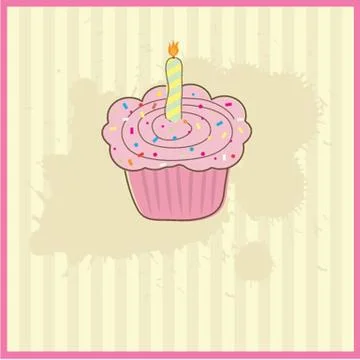 Cute vector background with small cupcake 스톡 일러스트