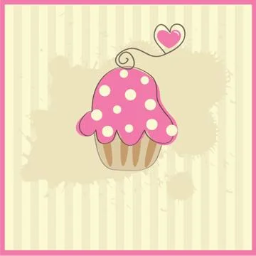 Cute vector background with small cupcake Illustrazione stock