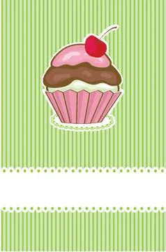 Cute vector background with small cupcake Stock Illustration