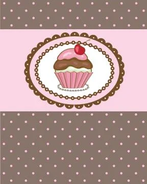Cute vector background with small cupcake Stock Illustration