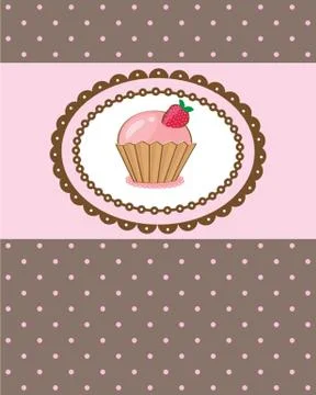 Cute vector background with small cupcake Stock Illustration