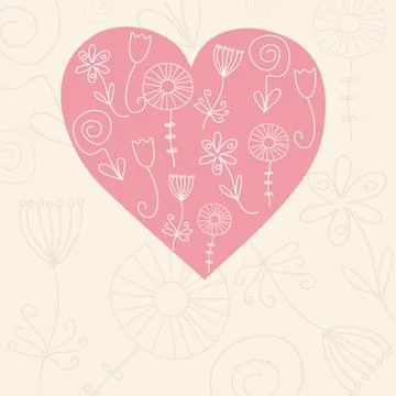 Cute vector background with vintage hearts Ilustração Stock