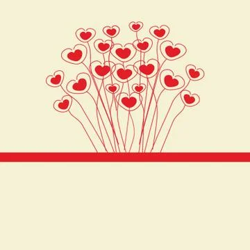 Cute vector background with vintage hearts Stock Illustration