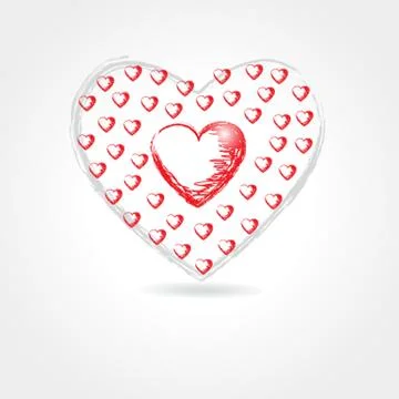 Cute vector background with vintage hearts Stock Illustration