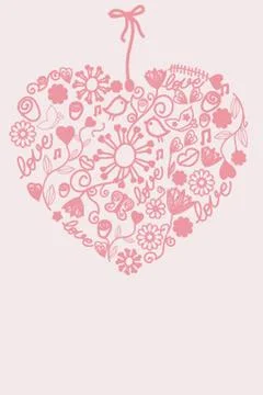 Cute vector background with vintage hearts Stock-Illustration