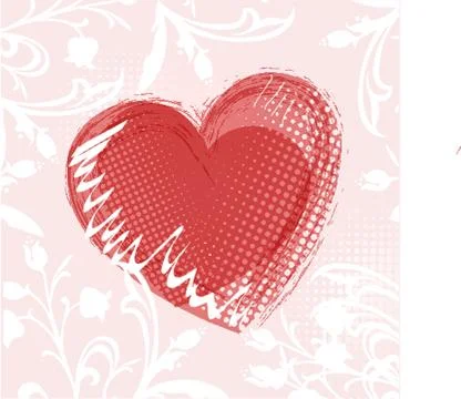 Cute vector background with vintage hearts Stock Illustration