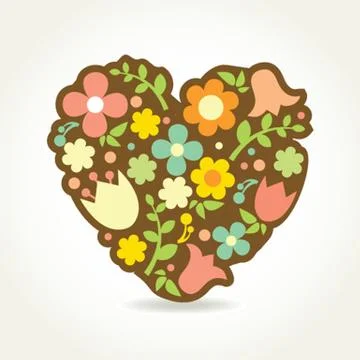 Cute vector background with vintage hearts Stock Illustration