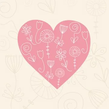 Cute vector background with vintage hearts Illustrazione stock