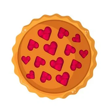 Cute Vector Berry Pie with Heart-Shaped Crust Stock Illustration