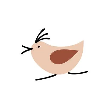 Cute vector bird. illustration isolated on a white background. Hand drawn Stock Illustration