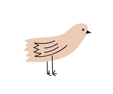 Cute vector bird. illustration isolated on a white background. Hand drawn Stock Illustration