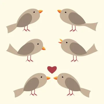 Cute vector birds set Stock Illustration