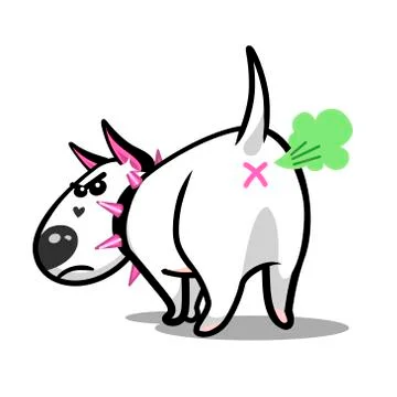 Cute vector cartoon dog. Angry white Bull Terrier. Stock Illustration