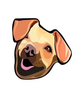 Cute vector cartoon smiling dog face portrait drawing illustration Stock Illustration