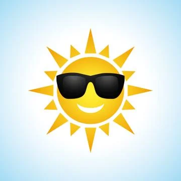 Cute vector cartoon summer sun icon Stock Illustration
