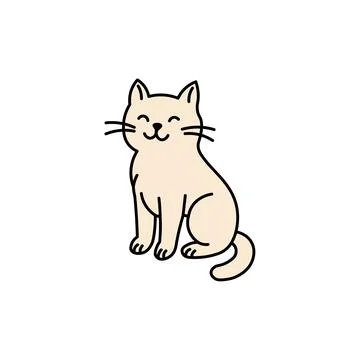 Cute vector cat doodle icon. Cartoon cat animal pet background line character Stock Illustration