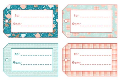 Cute vector Christmas gift tags. Illustrazione stock