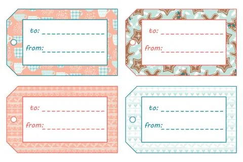 Cute vector Christmas gift tags. Stock Illustration