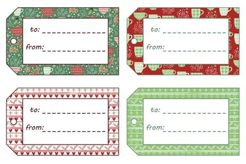 Cute vector Christmas gift tags. Stock Illustration