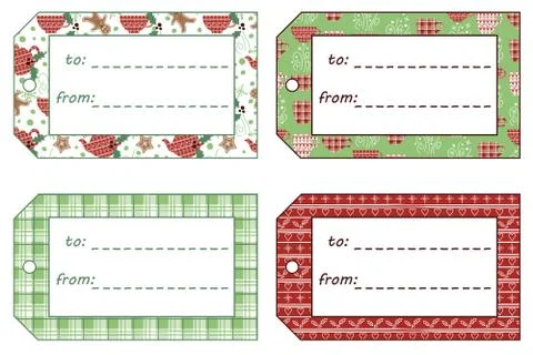 Cute vector Christmas gift tags. Stock Illustration
