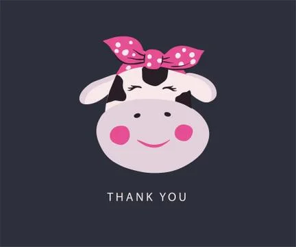 Cute vector cow head icon on white Stock Illustration