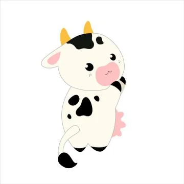 Cute vector cow on an isolated white background. Stock Illustration