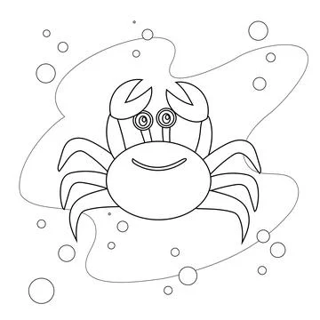 Cute vector crab doodle illustration isolated on a white background. Stock Illustration