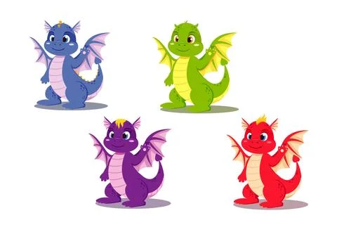 Cute vector dragons Stock Illustration