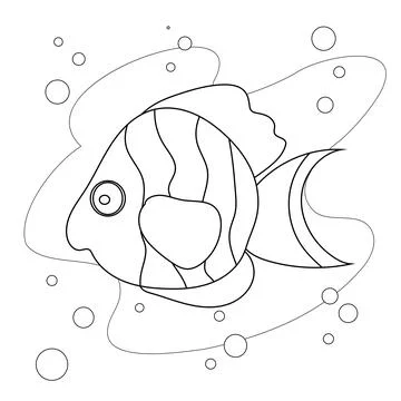 Cute vector fish doodle illustration isolated on a white background. Stock Illustration