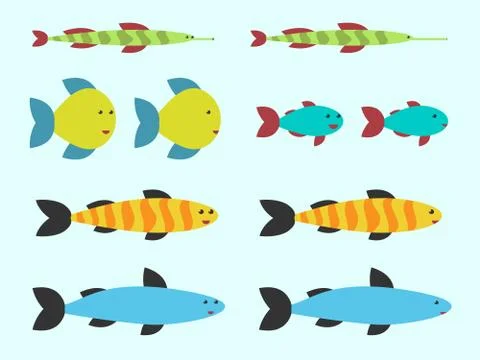Cute vector fishes set Stock Illustration