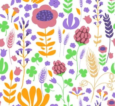 Cute vector floral seamless pattern 스톡 일러스트