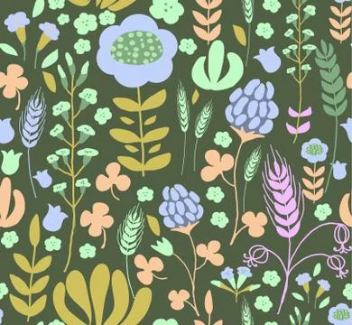 Cute vector floral seamless pattern Illustrazione stock