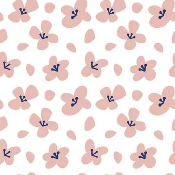 Cute vector floral seamless pattern. Beige Flowers and petals. Motifs scattered 库存插图
