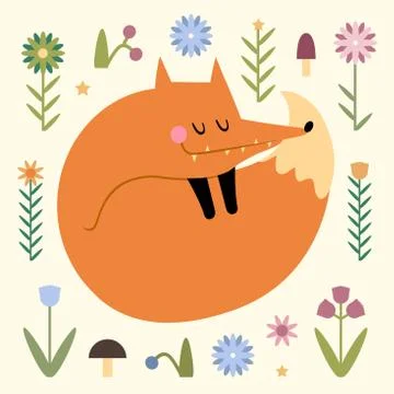 Cute vector fox Stock Illustration
